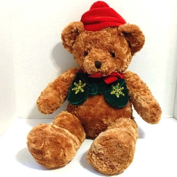 GALERIE VINTAGE HOLIDAY STUFFED BEAR 22 INCHES - Picture 6 of 6